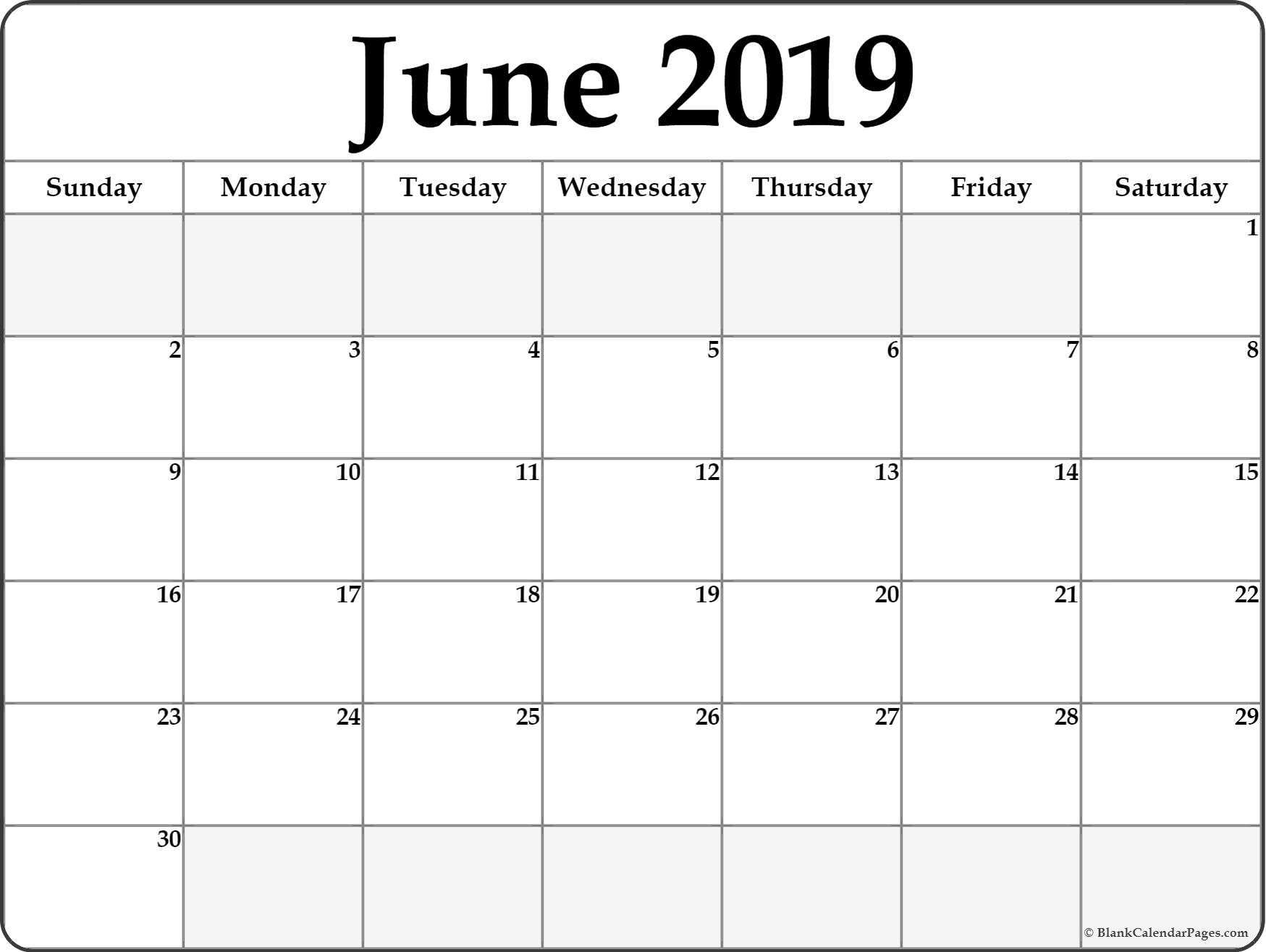 June 2019 Calendar | Free Printable Monthly Calendars A Blank Calendar Page