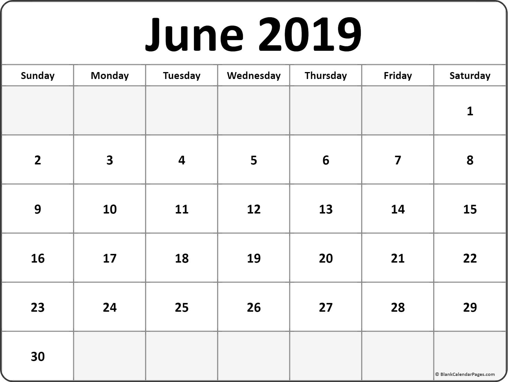 June 2019 Calendar | Free Printable Monthly Calendars A Monthly Calendar To Print