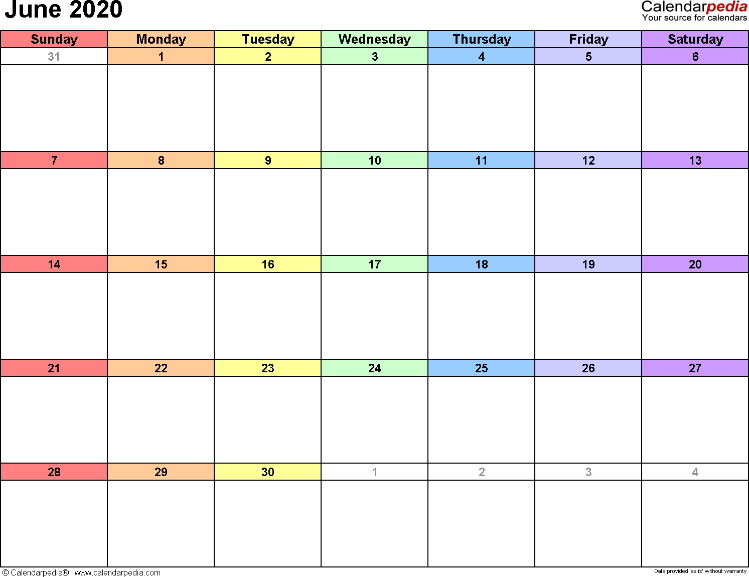 June 2020 Calendars For Word, Excel &amp; Pdf Exceptional 2020 Calendar For June
