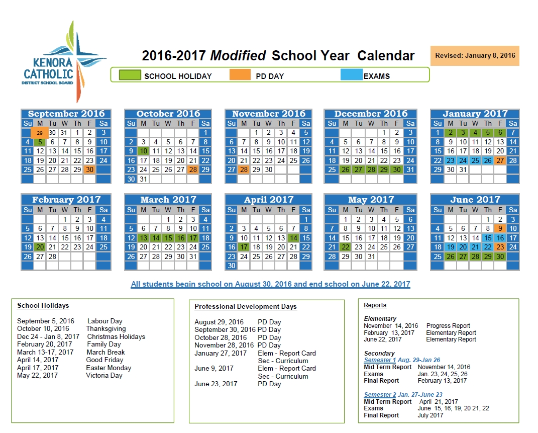Kenora Catholic District School Board Impressive Northwestern Regional 7 School Calendar