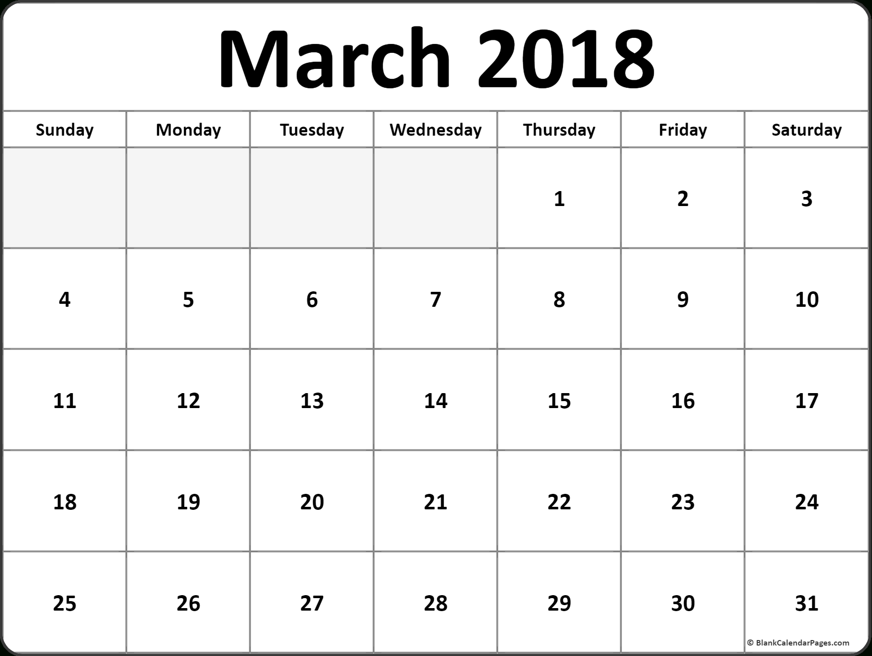 March 2018 Monthly Calendar Printout #march #printable #calendar Calendar By Month To Print