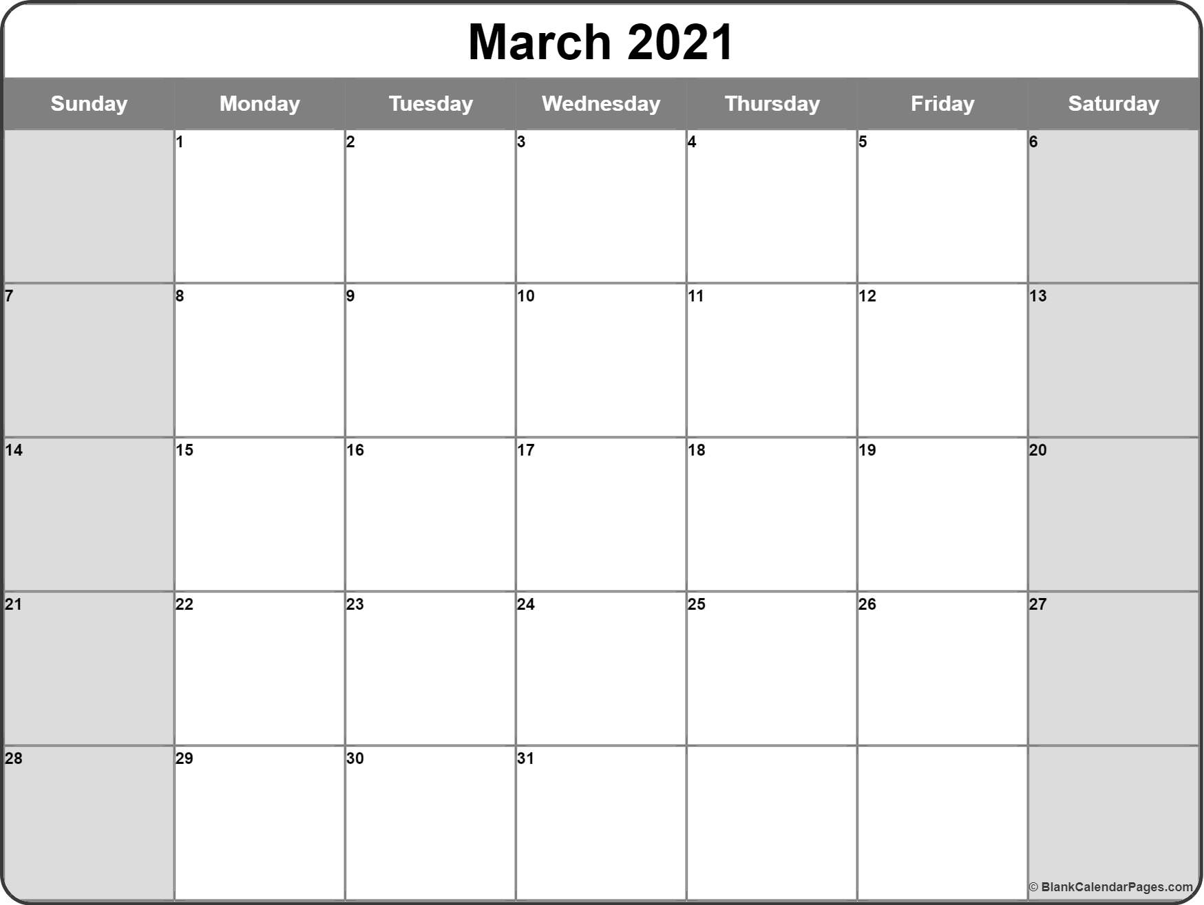 March 2021 Calendar | Free Printable Monthly Calendars Monthly Calendar Kennedy Center