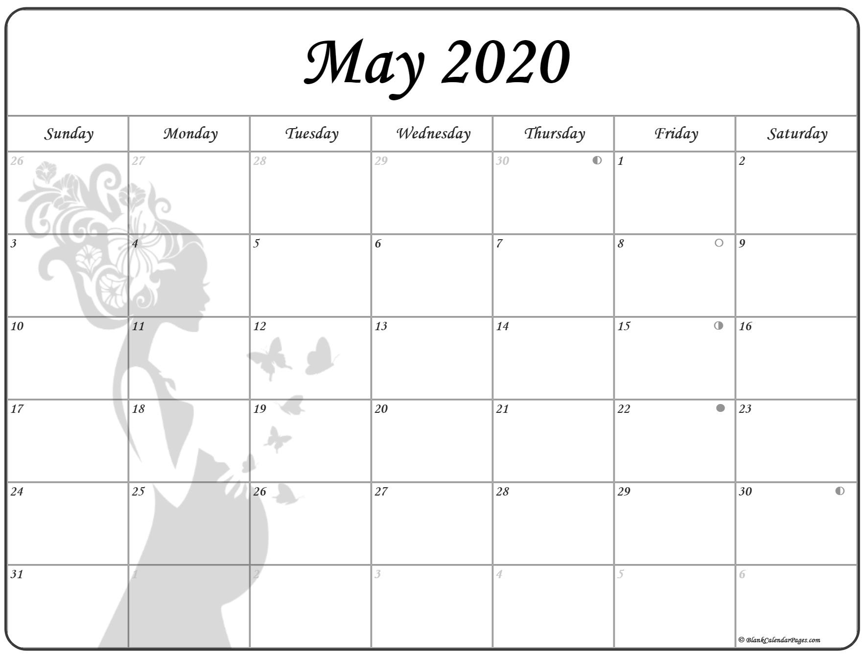May 2020 Pregnancy Calendar | Fertility Calendar Remarkable 2020 Calendar With Moon Phases