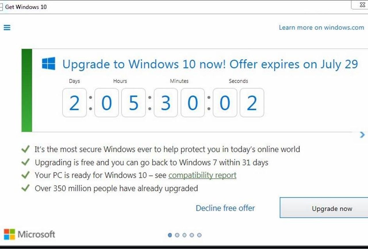 Microsoft Adds Windows 10 Countdown Timer: Free Upgrades End On Friday Countdown Calendar Widget Windows 10