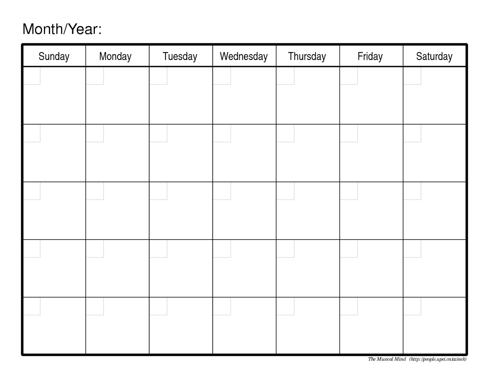 Monthly Calendar No Dates • Printable Blank Calendar Template Monthly Calendar Without Dates