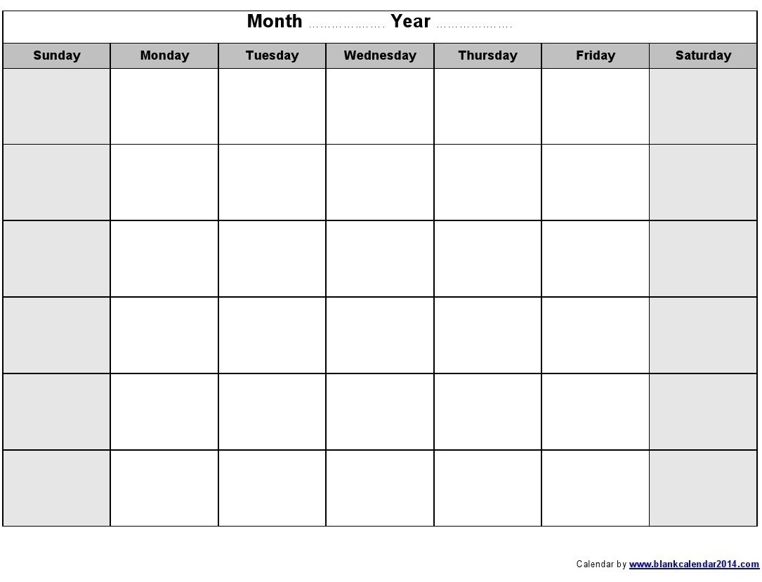 Monthly Calendar To Print • Printable Blank Calendar Template A Monthly Calendar To Print