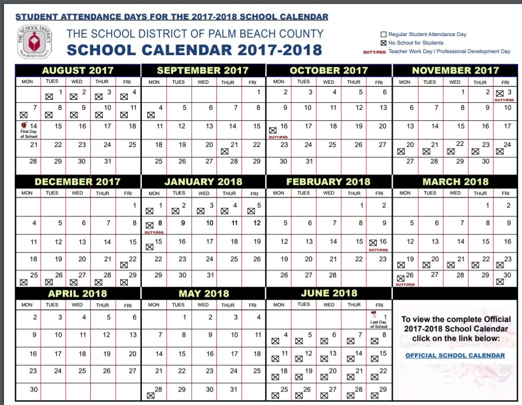 Pbc Schools Start Aug. 14, A Day Earlier Than Last Year – Sort Of Dashing Calendar School West Palm Beach