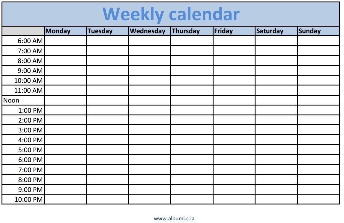 Pick Blank Weekly Schedule With Time Slots ⋆ The Best Printable Monthly Calendar With Time Slots