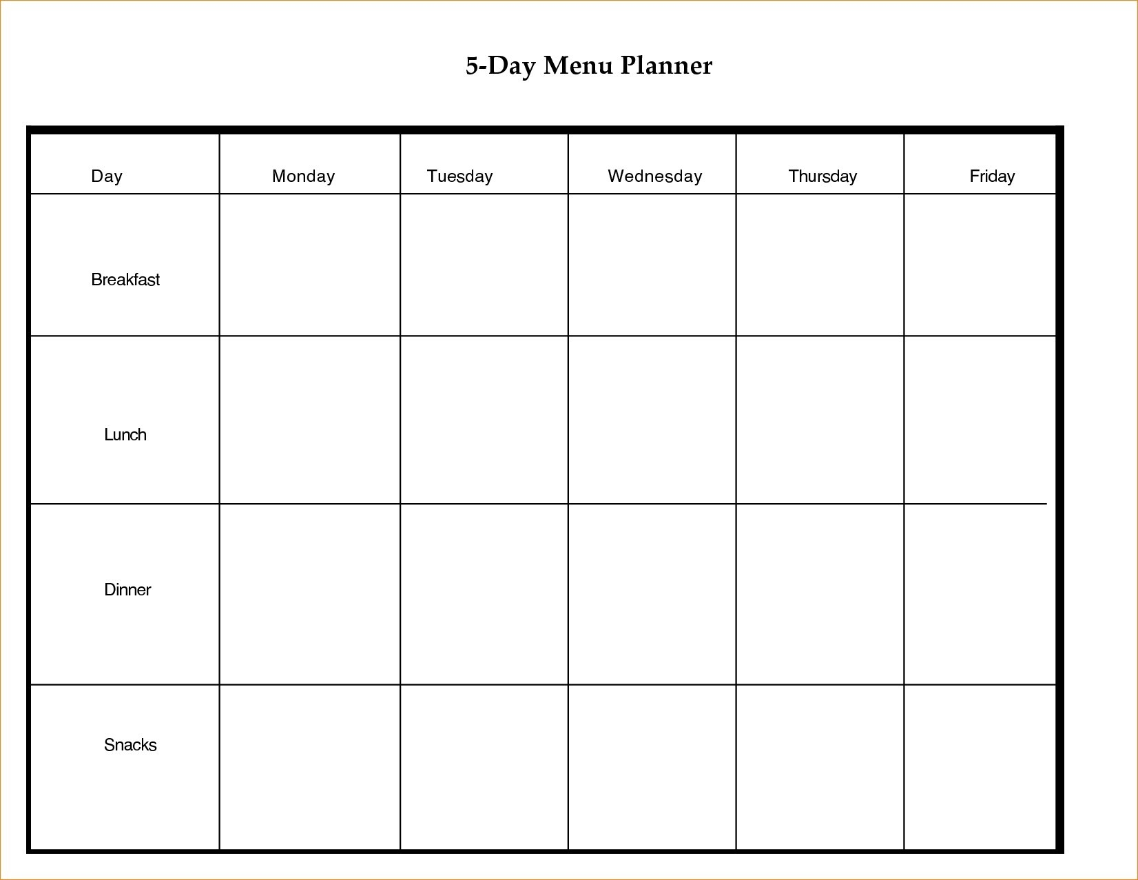 Printable 5 Day Calendar Blank Template Week 0 8 With For Perky 5 Day Calendar Blank