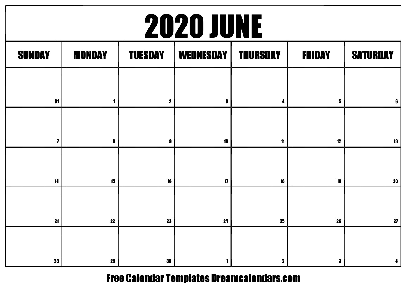 Printable June 2020 Calendar Exceptional 2020 Calendar For June
