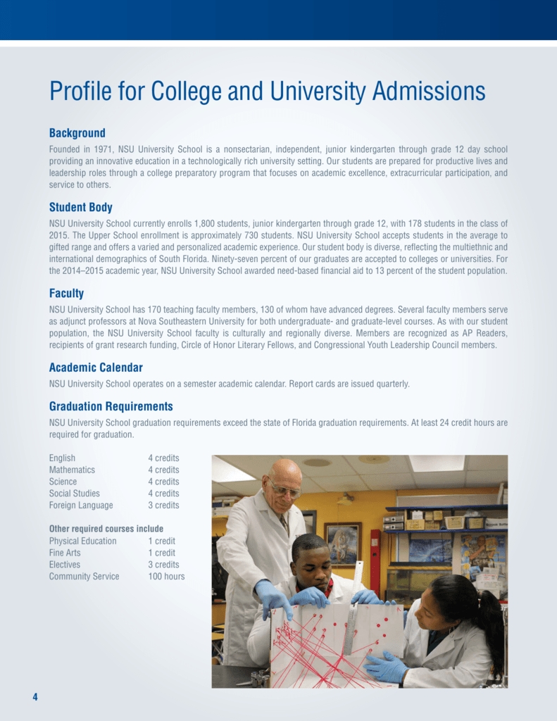Profile For College And University Admissions Dashing Nova U School Calendar