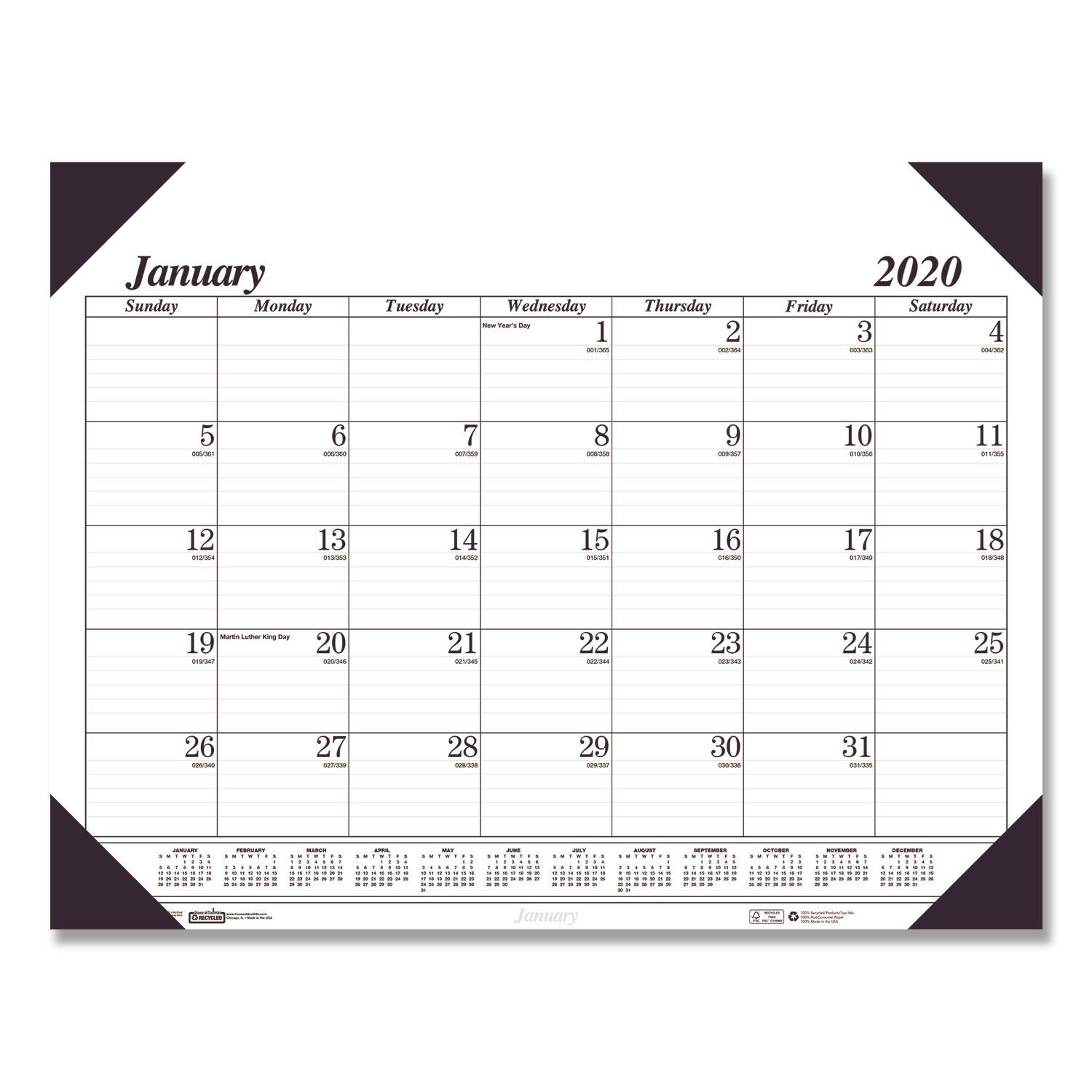 Recycled One-Color Refillable Monthly Desk Pad Calendar, 22 X 17 Monthly Calendar Desk Pad