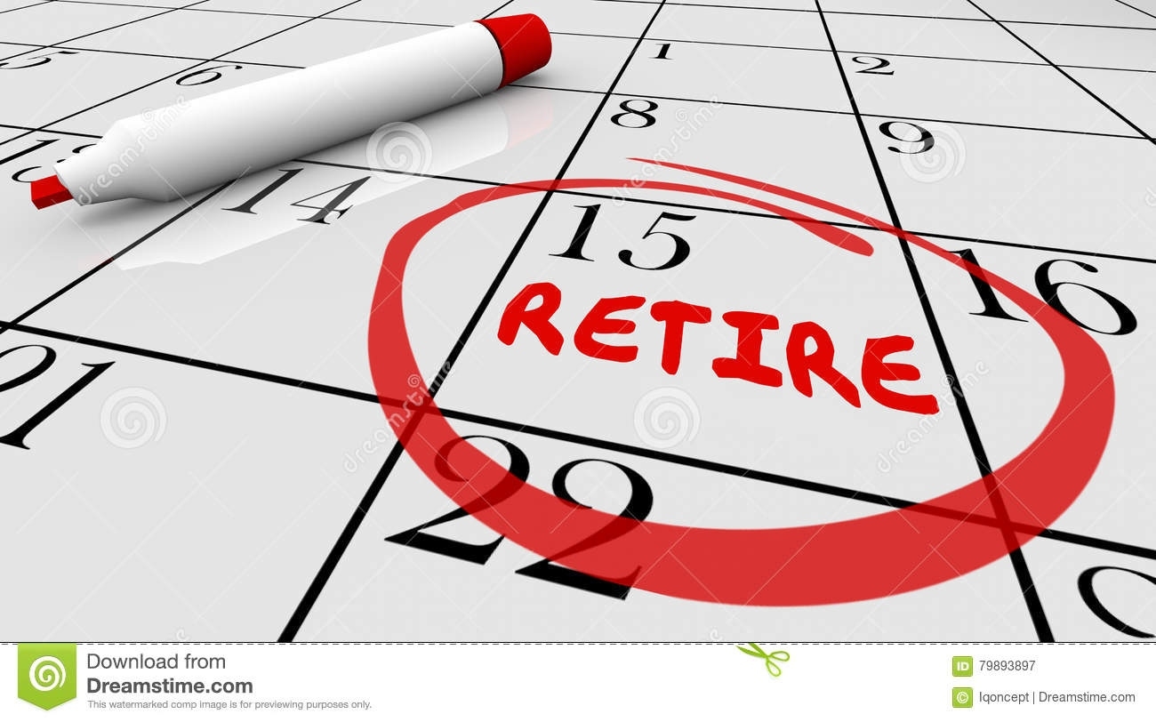 Retirement Day Date Circled Calendar Countdown Stop Working Stock Calendar Countdown Working Days