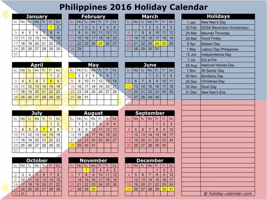 September 2016 Calendar Philippines | September Month | Holiday Calendar Holidays In Philippines