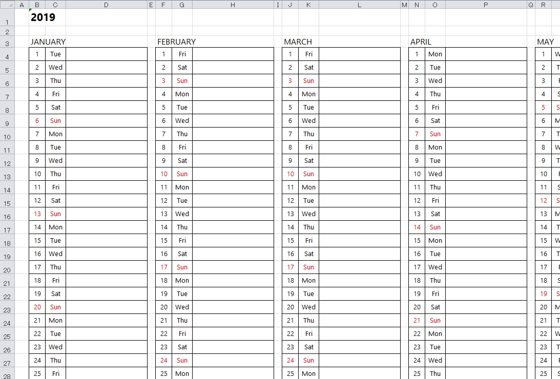 Simple Excel Calendar Template Calendar Template In Excel