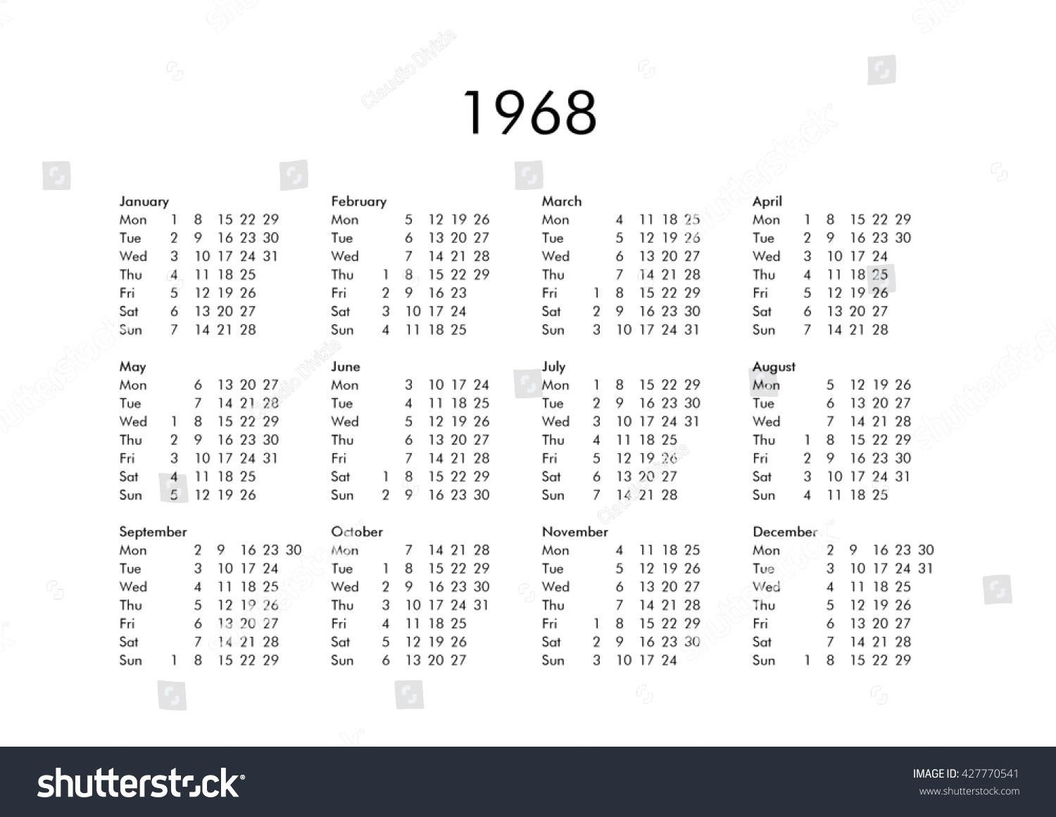 Calendar Month June 1968 • Printable Blank Calendar Template