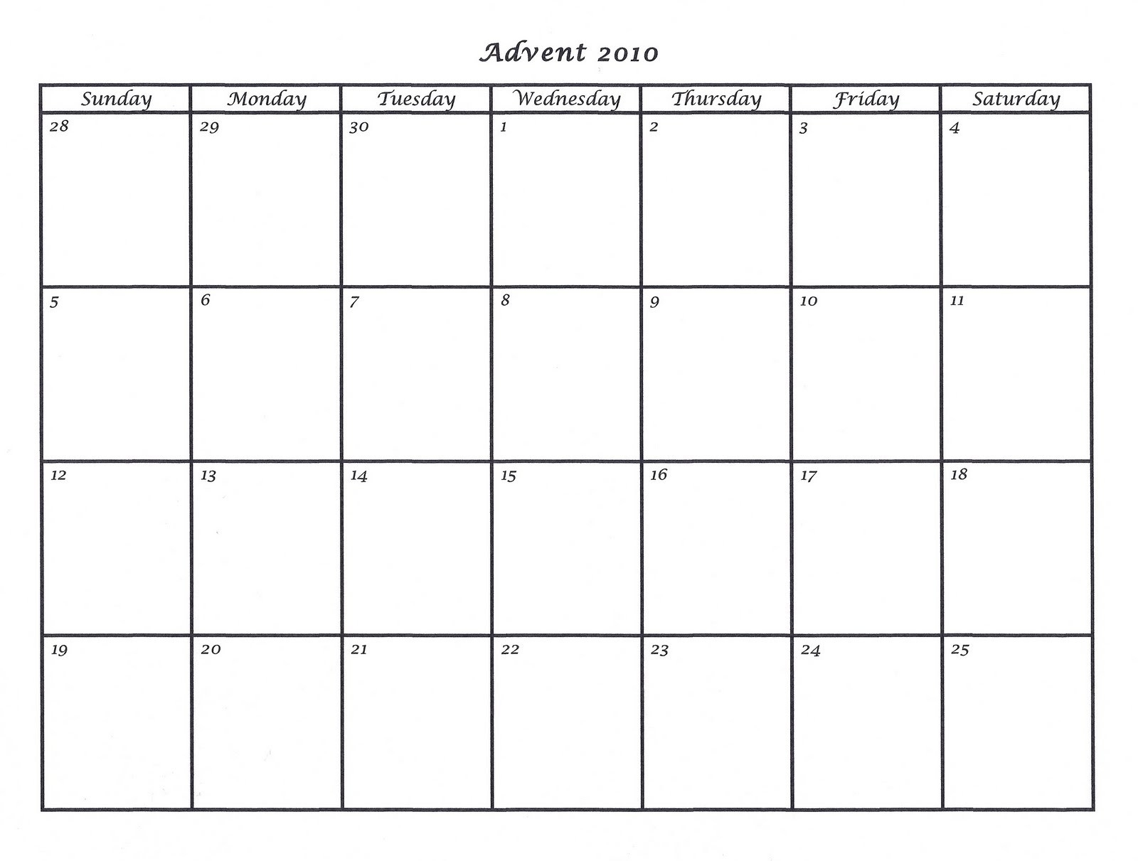 Free 5x7 Printable Calendar