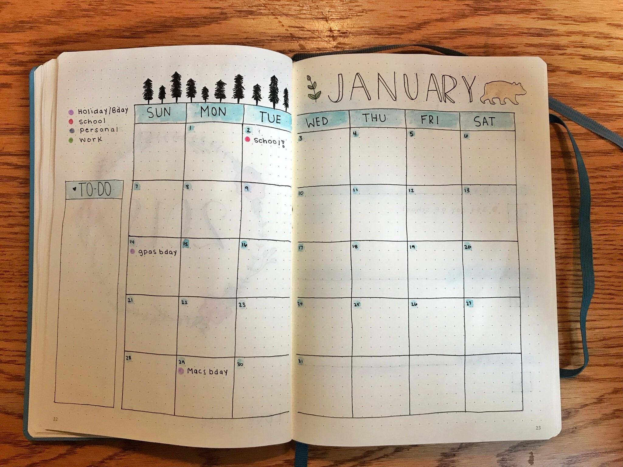 Thanks To All Of You Amazing People, I Started My First Bullet Monthly Calendar Bullet Journal