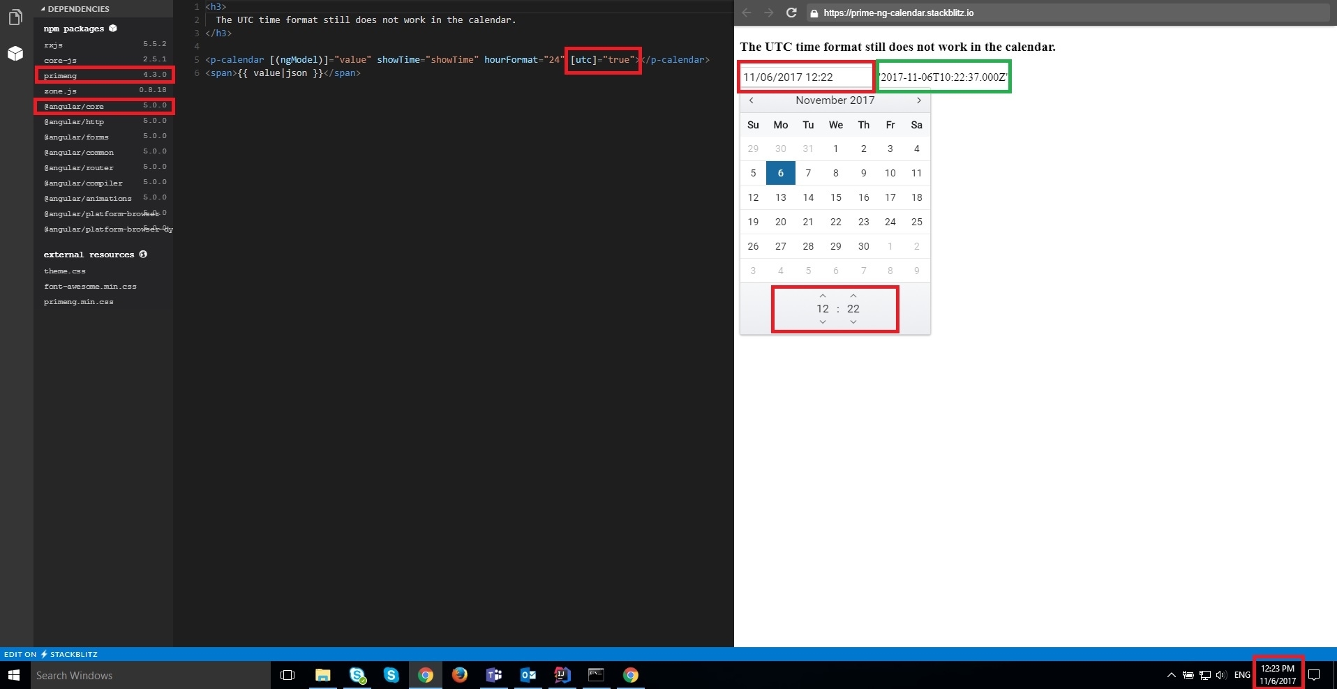 The Utc Time Format Still Does Not Work In The Calendar. · Issue Primeng Calendar Icon Not Visible