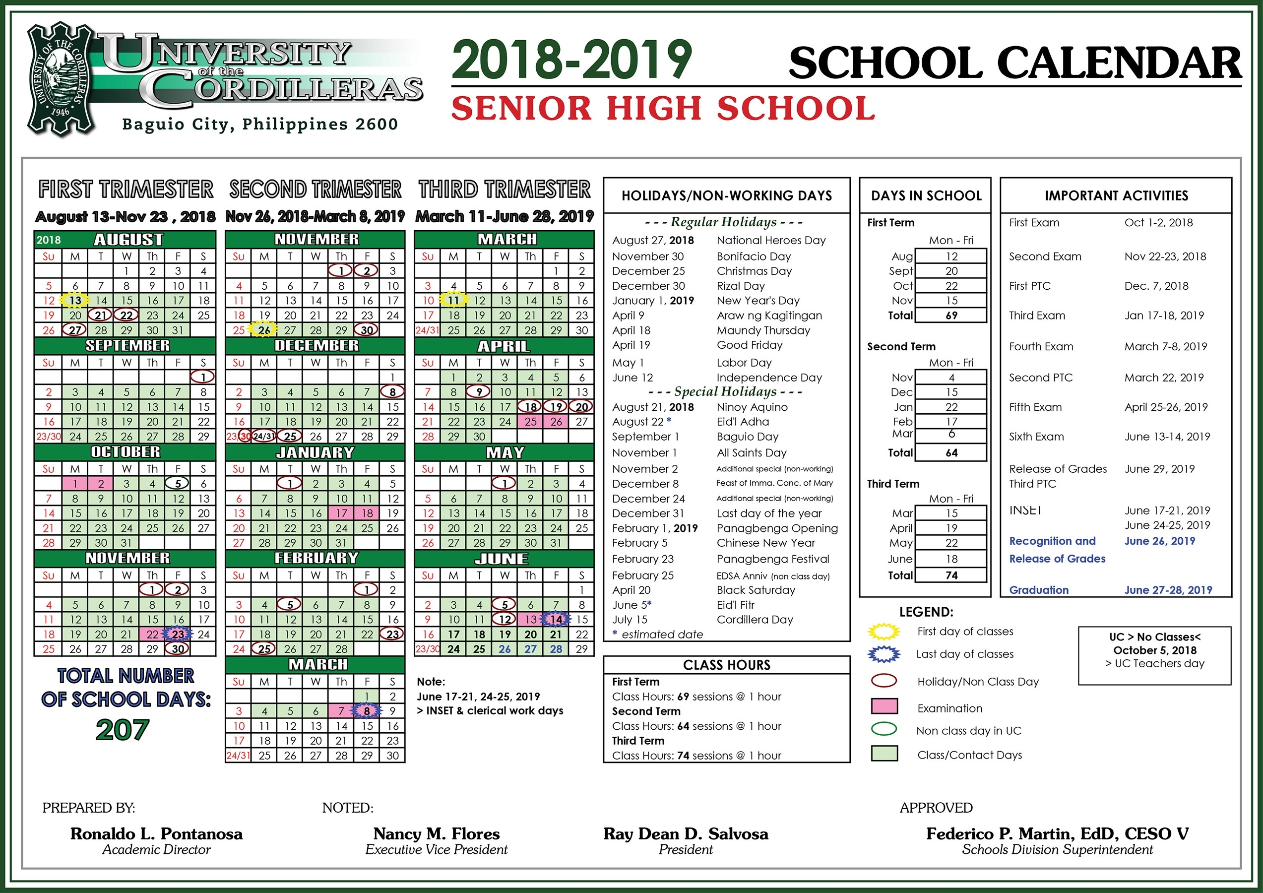 Uc School Calendar For Sy 2018-2019 - University Of The Cordilleras U Of C School Calendar