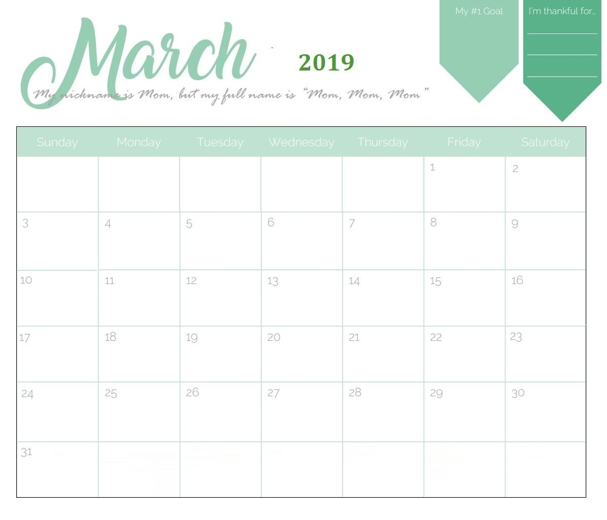 Unique March 2019 Calendar Template | Calendar 2018 | Calendar March Calendar Month Template Printable