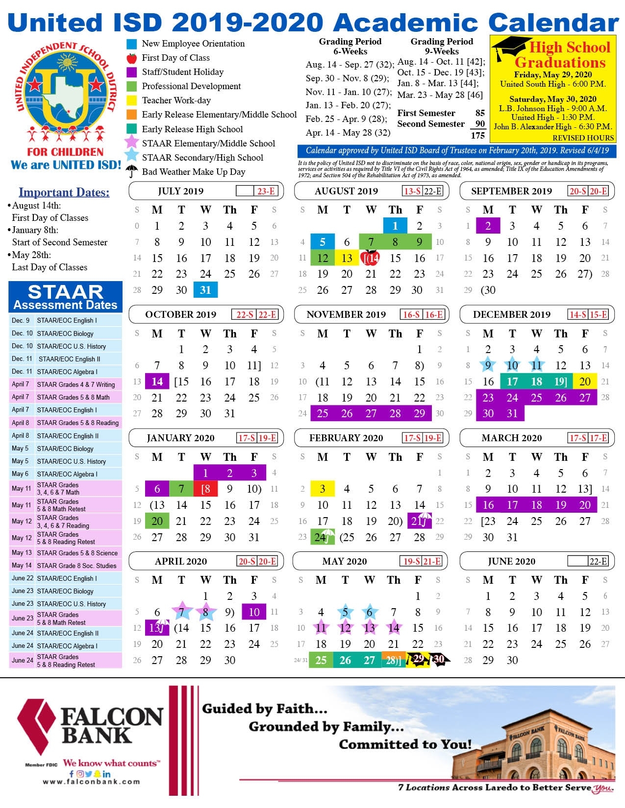 United Isd - Academic Calendar Impressive Freedom 7 School Calendar