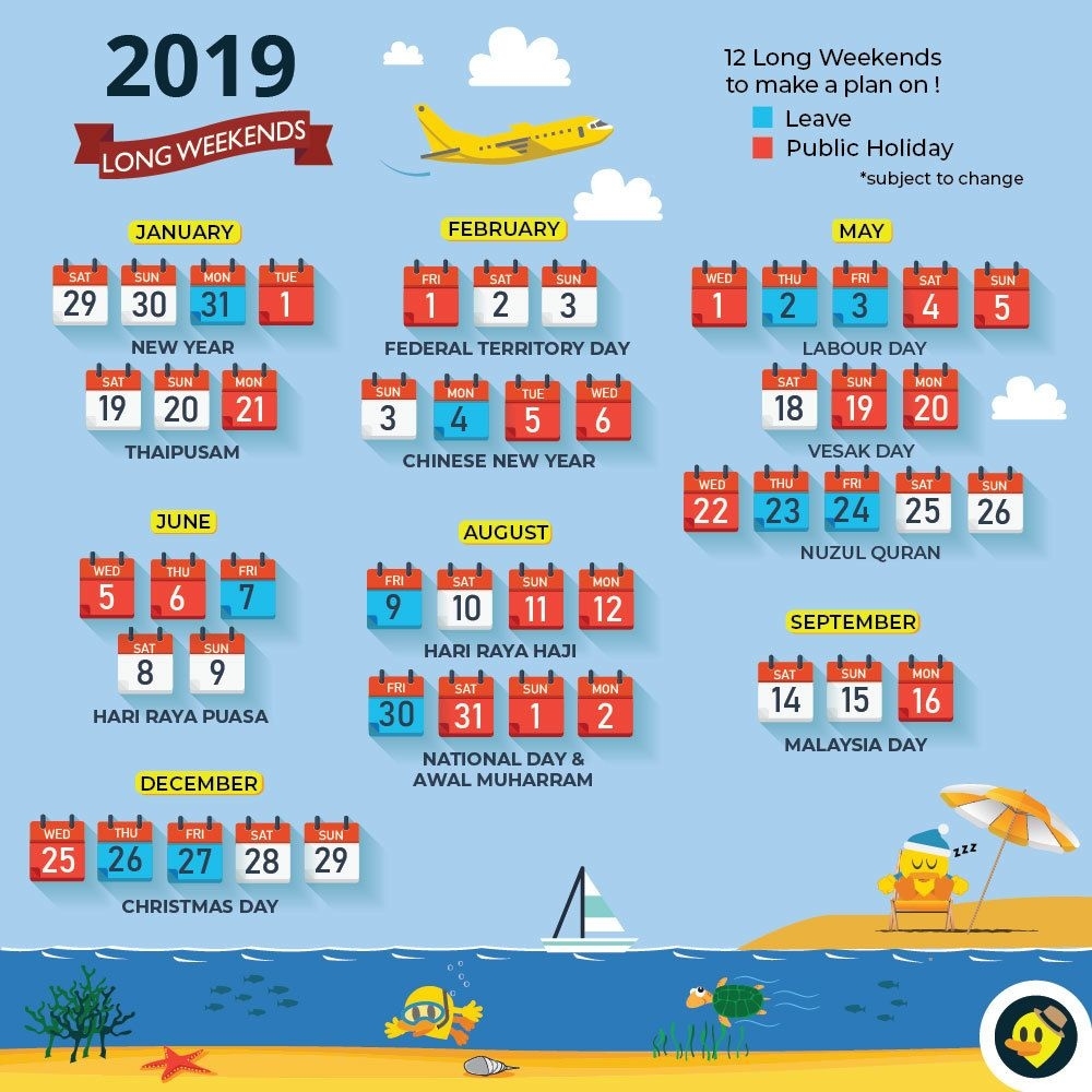 Updated With School Holiday) 12 Long Weekends For Malaysia In 2019 Impressive Calendar School 2019 Malaysia