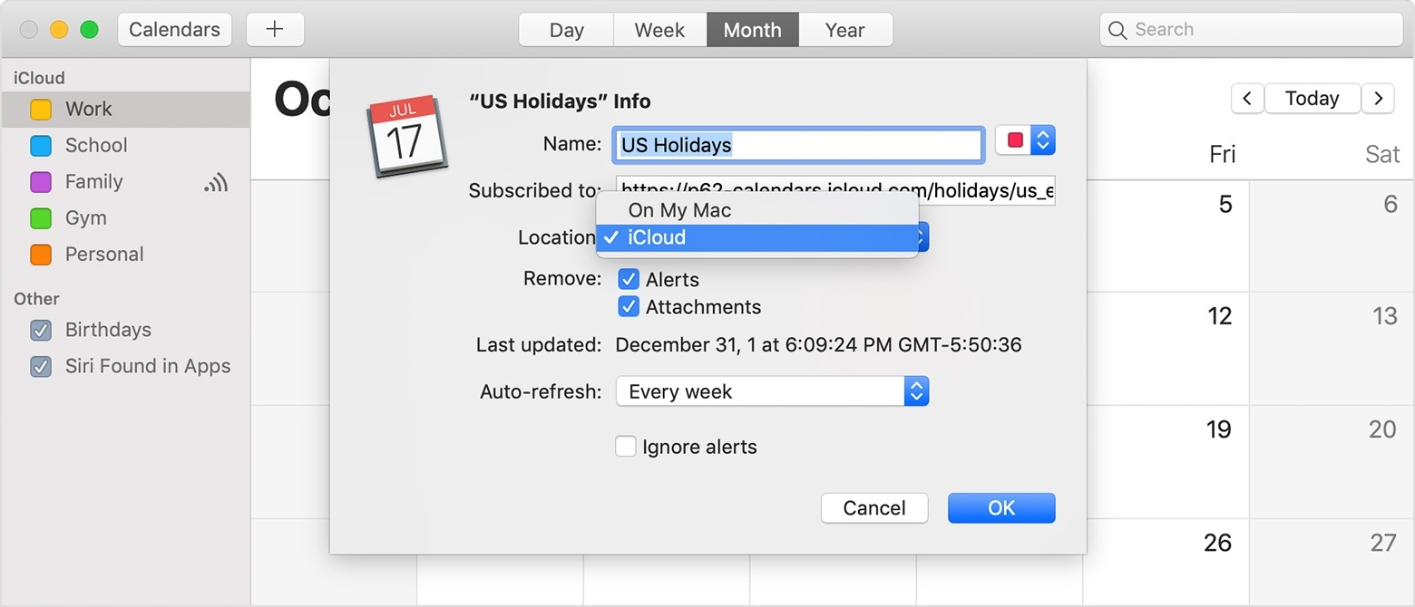 Use Icloud Calendar Subscriptions - Apple Support Mac Calendar Icon Not Updating