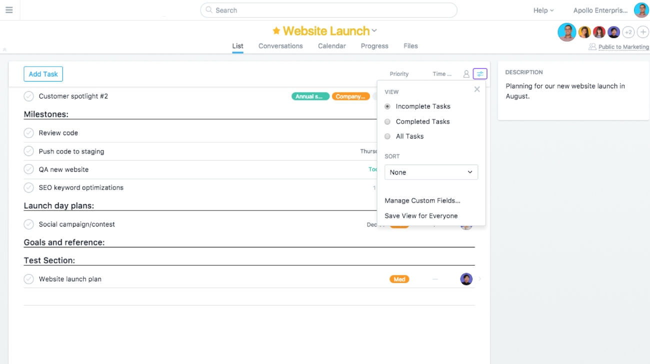 Using Asana List Layout | Product Guide · Asana Calendar List View Icon