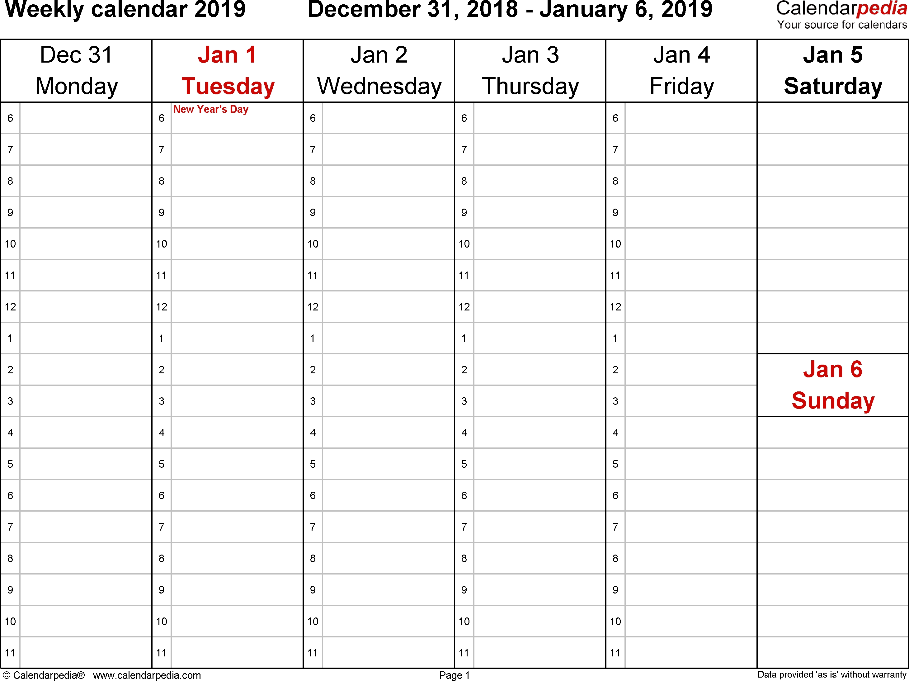 Weekly Calendar 2019 For Pdf - 12 Free Printable Templates 8 Week Calendar Template Pdf