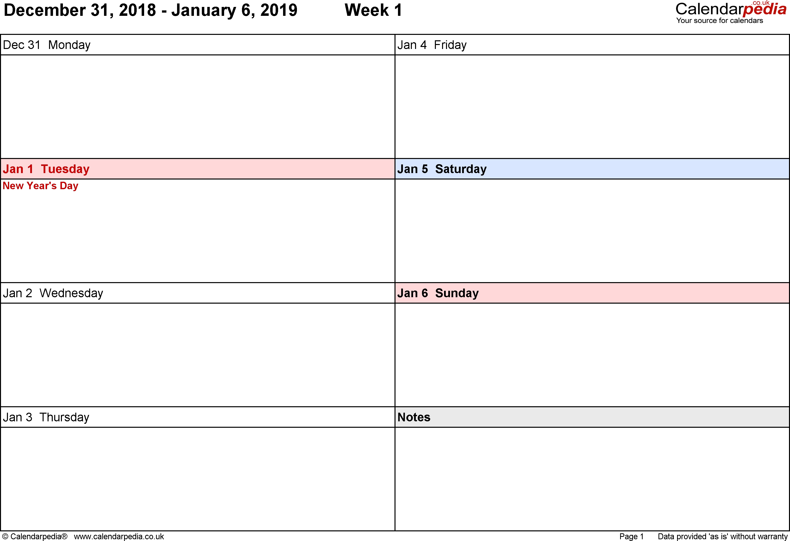 Weekly Calendar 2019 Uk - Free Printable Templates For Word Calendar By Week Template