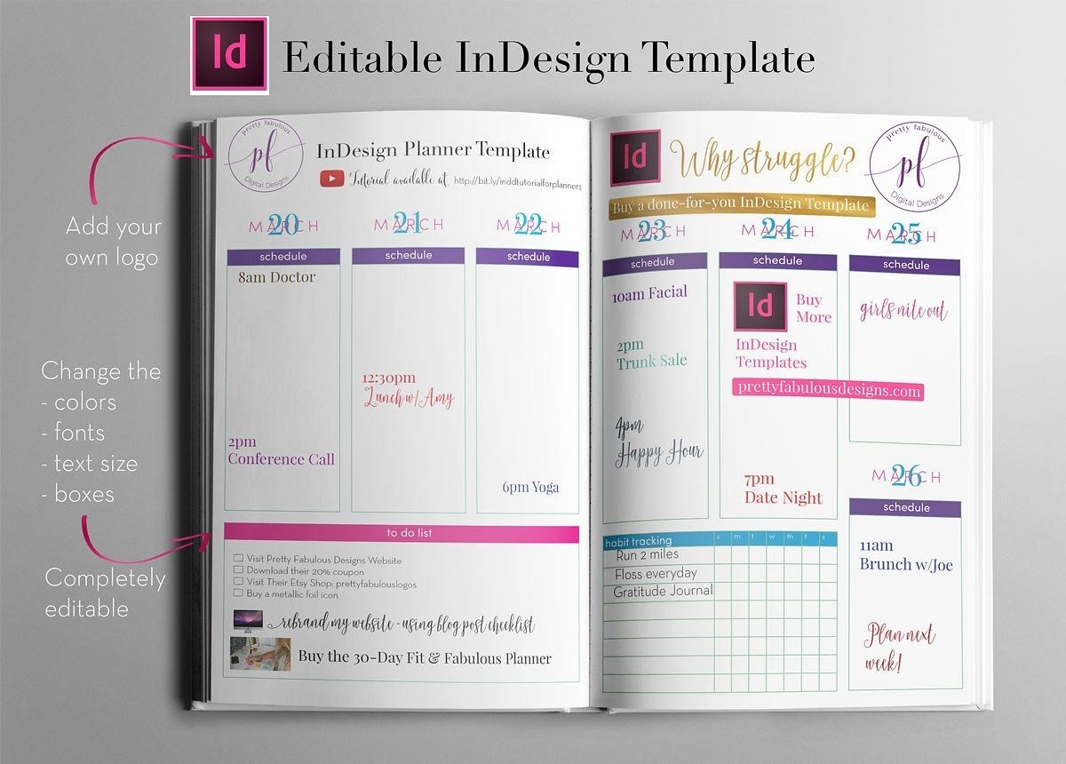Weekly Calendar | Indesign Template By Indesign Templates On Calendar Template Adobe Indesign