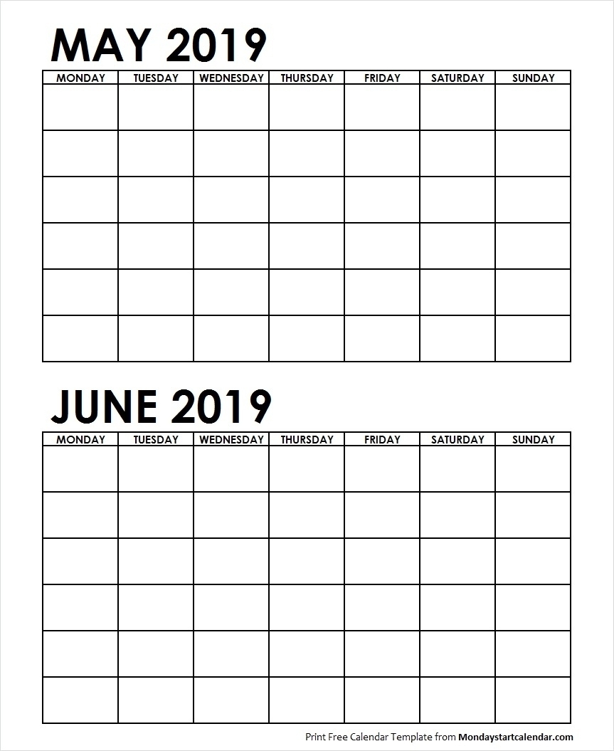 Well Done 2 Month May June 2019 Calender Printable * Calendar 2 Month Free Calendar