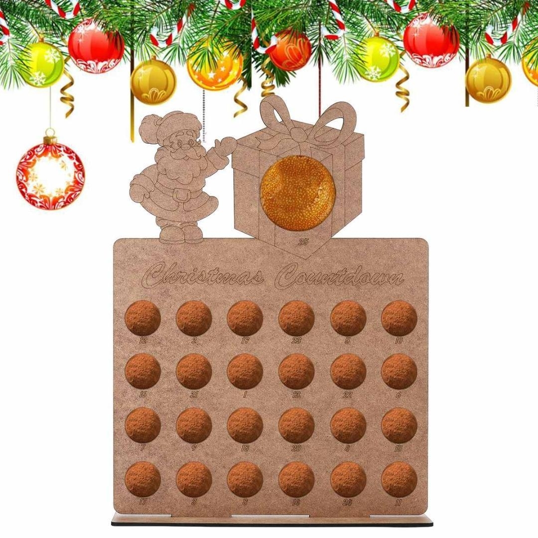 Wooden Hollow Out Christmas Advent Calendar Santa Claus Handmade New Christmas Countdown Calendar App