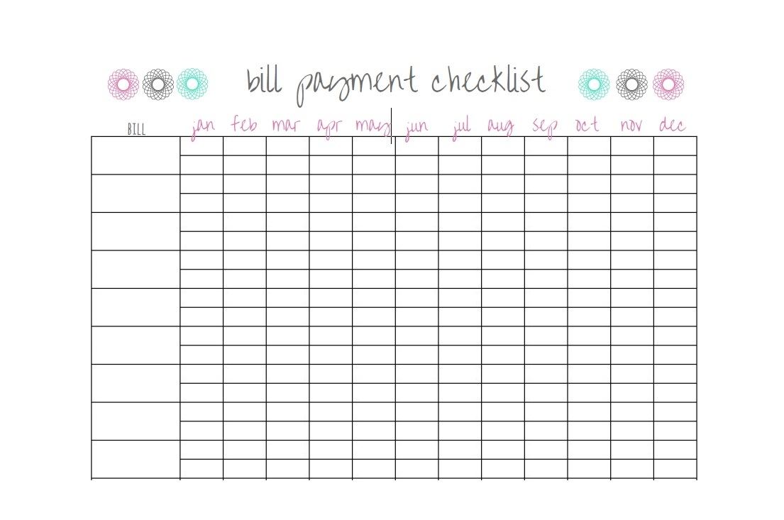 018 Bill Pay Checklist Template Calendar Best Ideas Payment Free Monthly Calendar Checklist Template