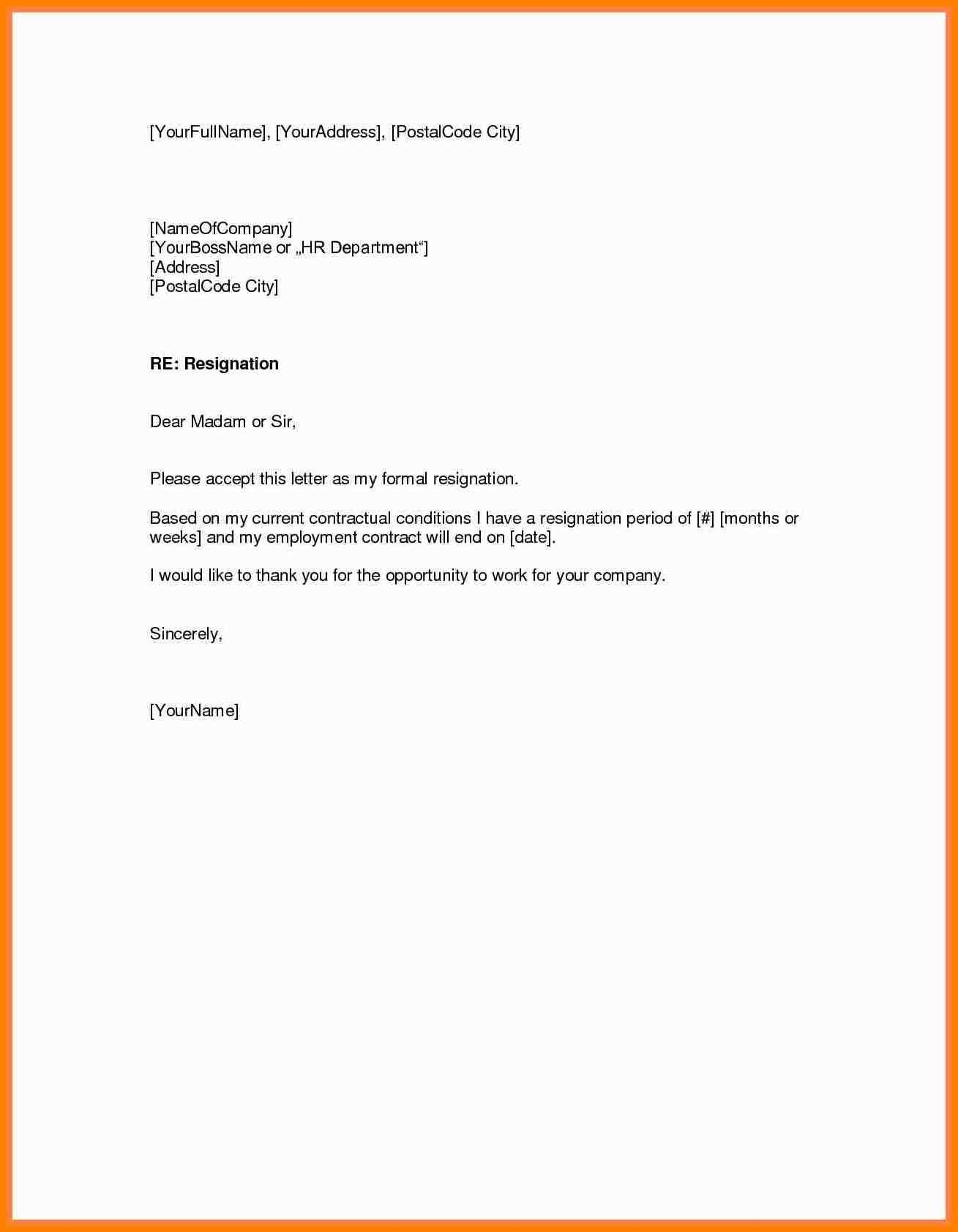 10+ Example Of Resign Letter Notice One Months | Inta Cf Templates For One Months Notice Period
