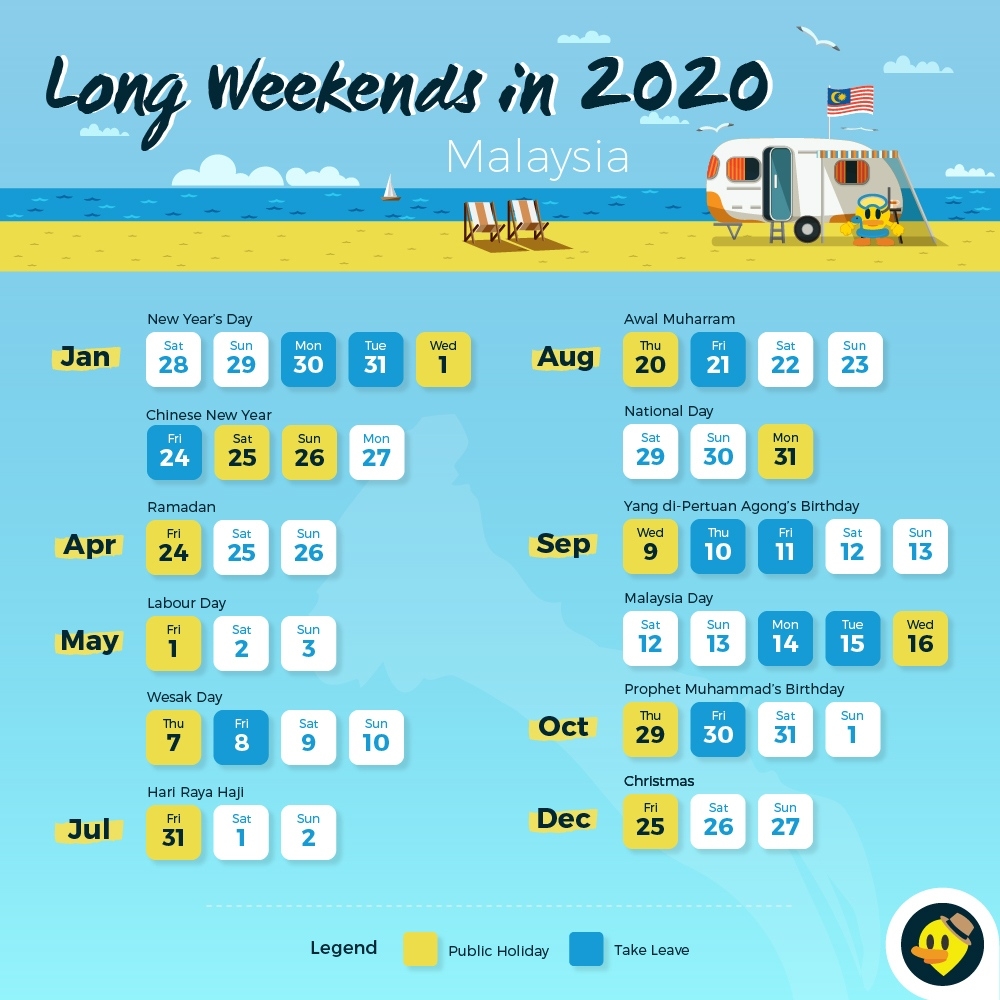12 Long Weekends In 2019 For Malaysians © Letsgoholiday.my Dashing 2020 Calendar With Malaysia Holidays And School Holiday