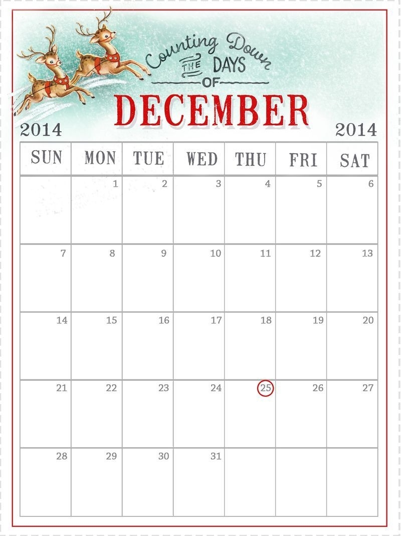 2014 December Daily Calendar | December Daily, December Remarkable Countdown Calendar For Desktop Free
