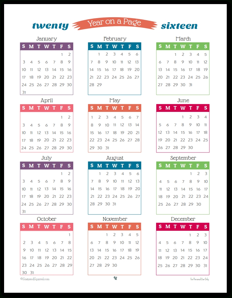 2016 Year On Page Printable Calendars Are Here! Perky 5 X 7 Blank Printable Calendar