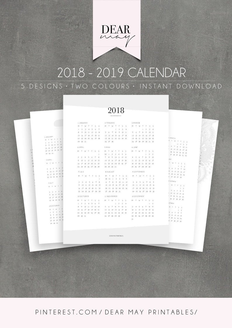 2018-2019 Calendar Printable ⋆ 2018 Calendar ⋆ 2019 Calendar ⋆ 5 Designs ⋆  Annual Overview ⋆ Yearly Planner ⋆ Student Planner ⋆ Us And A4 Impressive How To Download Zurich Calendar