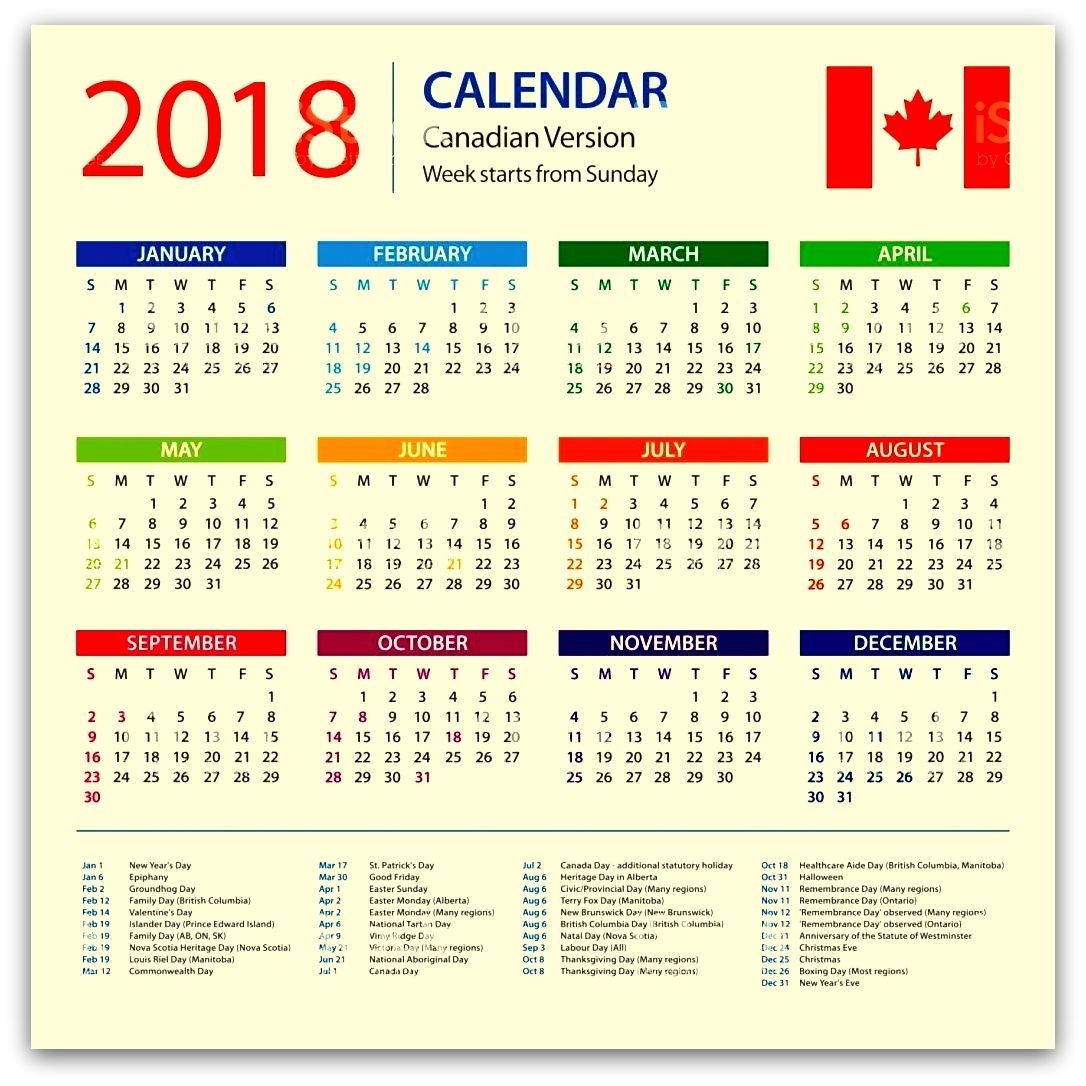 2018 Canada Holidays Calendar | 2018 Holiday Calendar Free Editable Calendar Template 2020 Nova Scotia