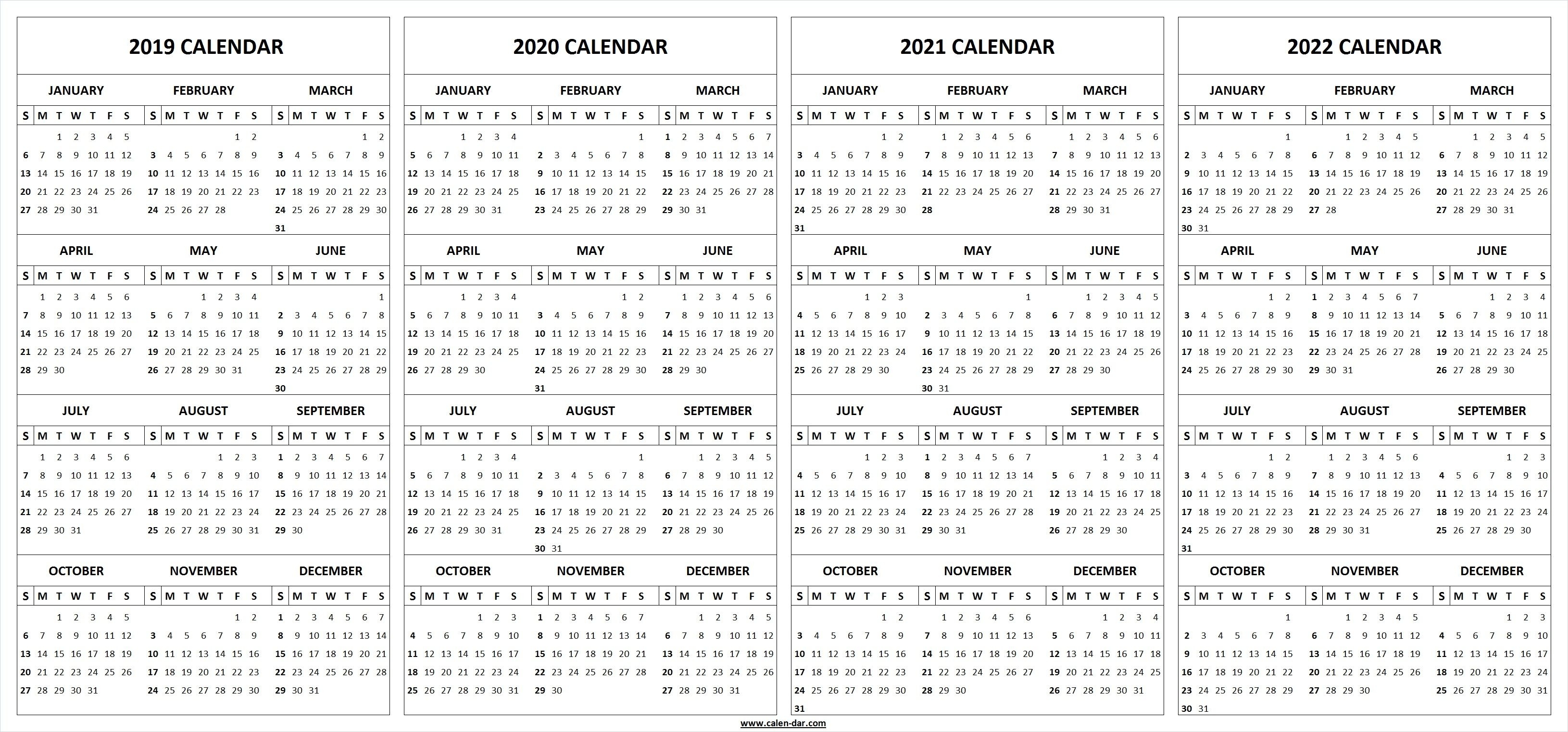 2019 2020 2021 2022 Calendar Blank Template | 2021 Calendar Printable Calendars 2020 - 2022