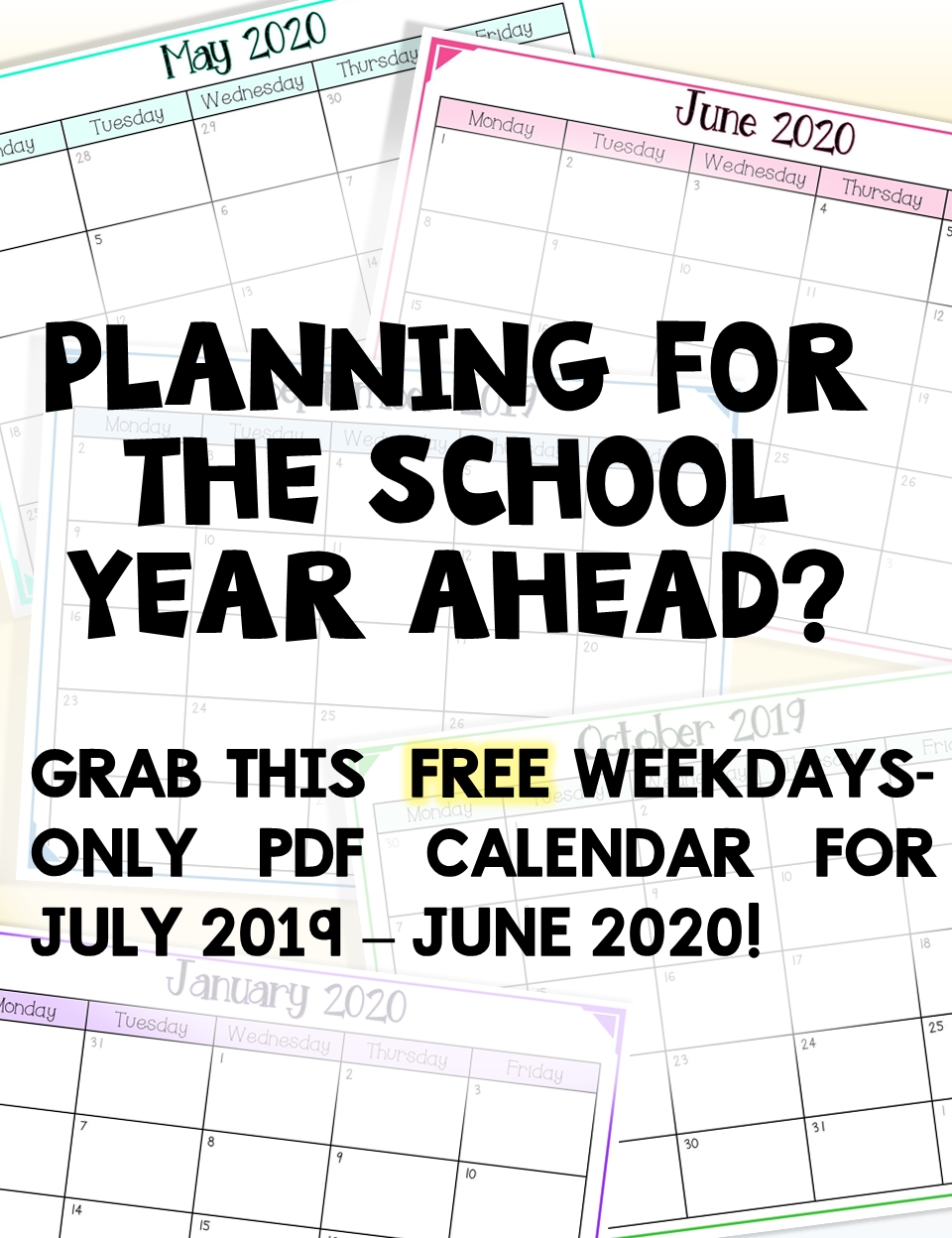 2019-2020 Free School Year Calendar (Weekdays Only Extraordinary Monthly Calendar 2020 Without Weekends