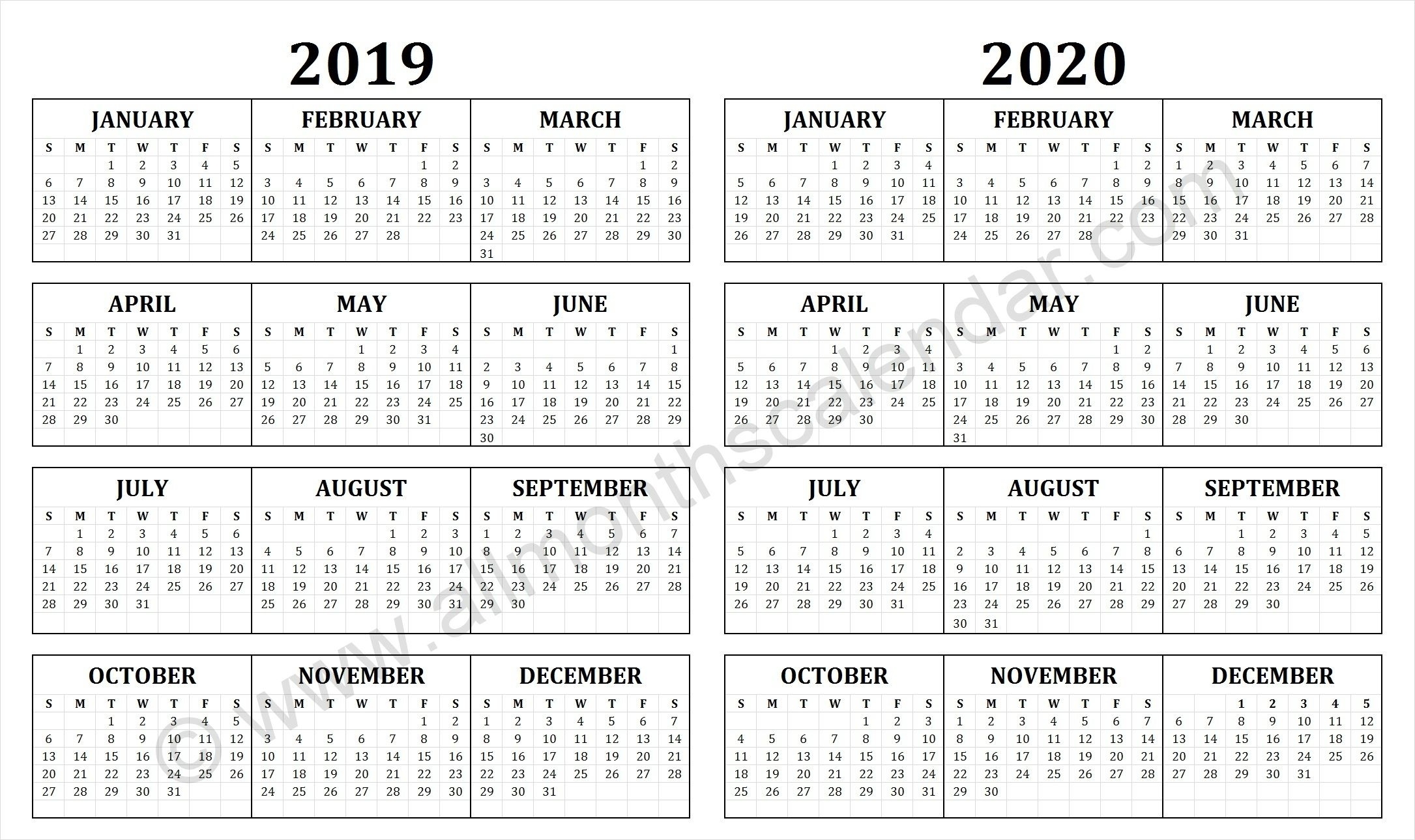 2019 And 2020 Calendar | Free Printable Calendar Templates 2020 Calendar Printable Free Indesign