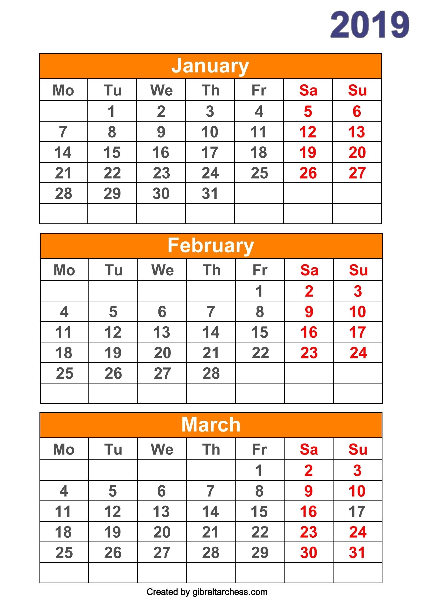 2019 Calendar 4 Months Per Page Printable | 2019 Calendar Perky Calendar With 4 Months Per Page
