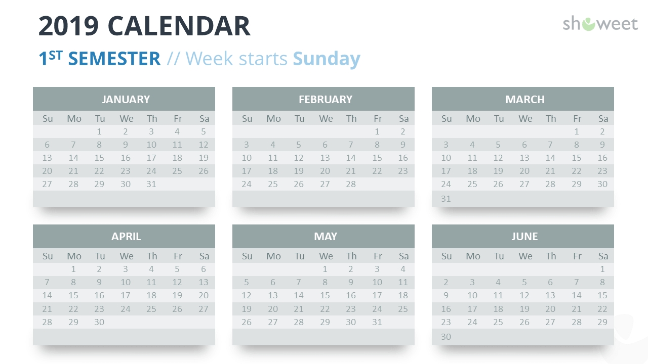 2019 Calendar Powerpoint Templates Incredible 6 Month At A Glance Calendar