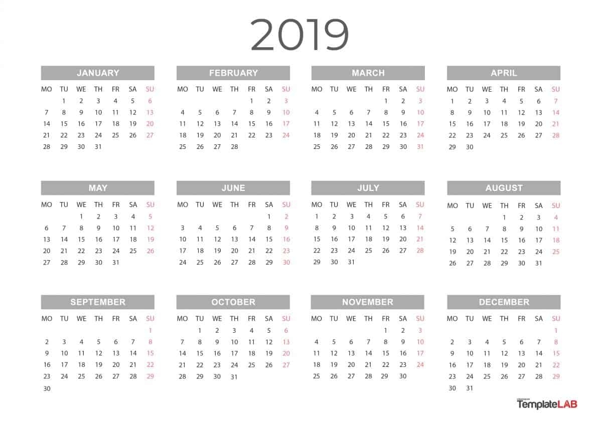 2019 Printable Calendars [Monthly, With Holidays, Yearly] ᐅ Calendar Printable Black And White