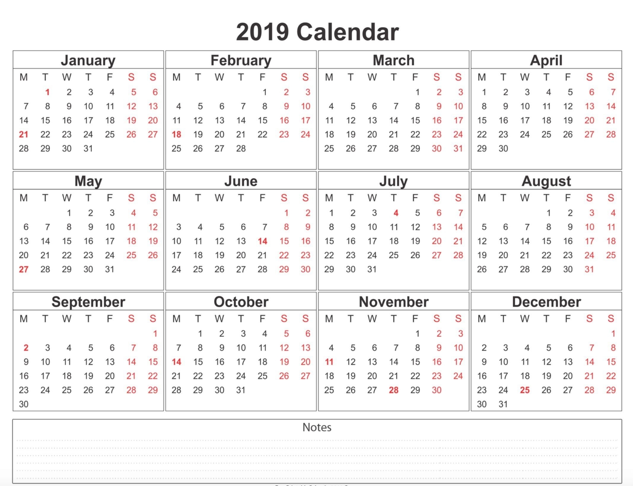 2019 Weekly Calendar Printable | Calendar 2019 Template, 12 Exceptional 5 Years Calendar Uk Free Print