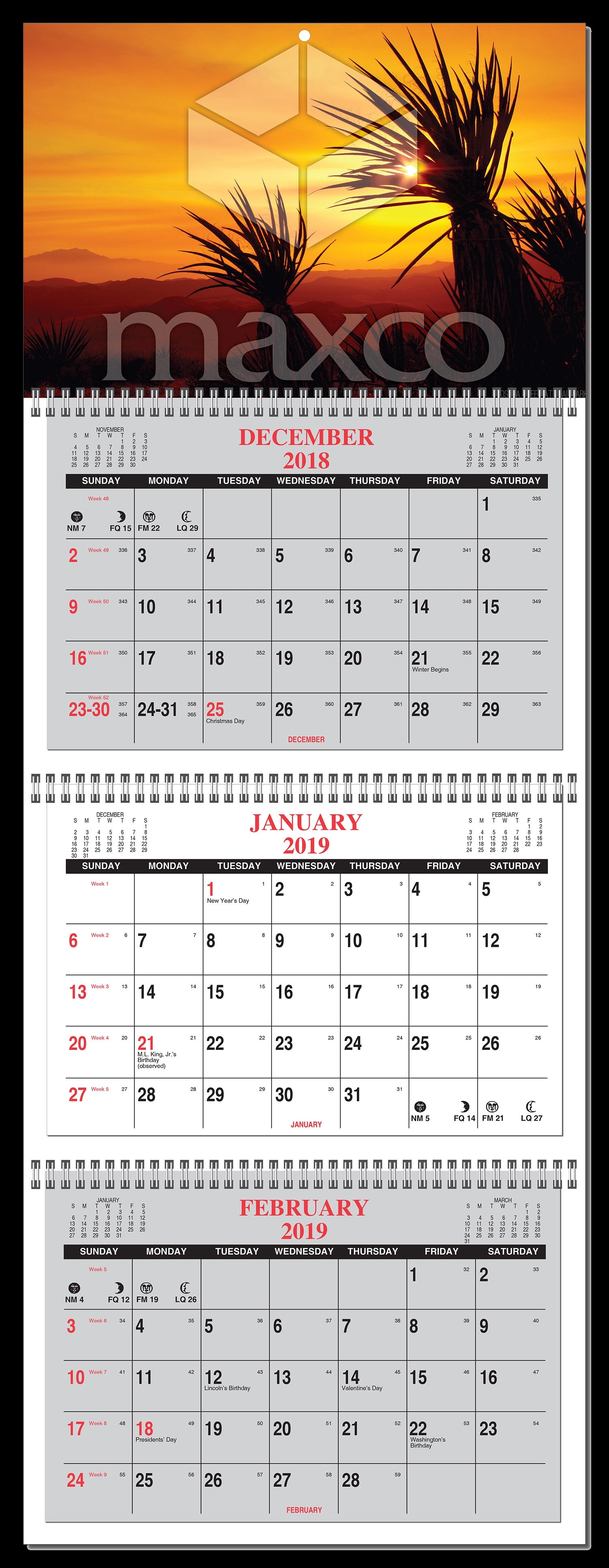2020 3 Month Calendar At A Glance- 4 Panel W/ Numbered Weeks 3 Month At Glance Calendar