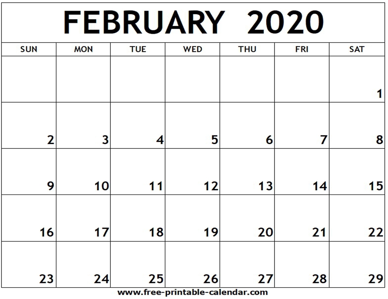 2020 Blank Calendar Canada | Monthly Printable Calender February 2020 Calendar Canada